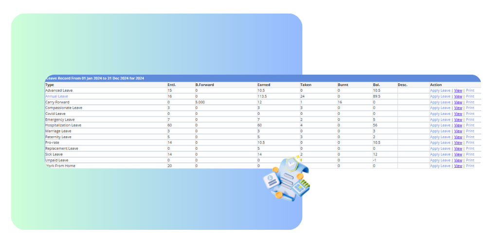 BMO leave policy setup screen